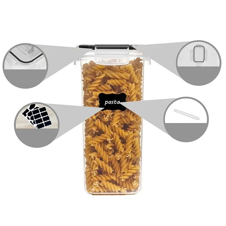 Cutii de depozitare alimente, set din 7 cutii pentru condimente, cereale, cutii pentru bucatarie, din plastic pp, cutii alimentare, diferite dimensiuni, transparente [4]