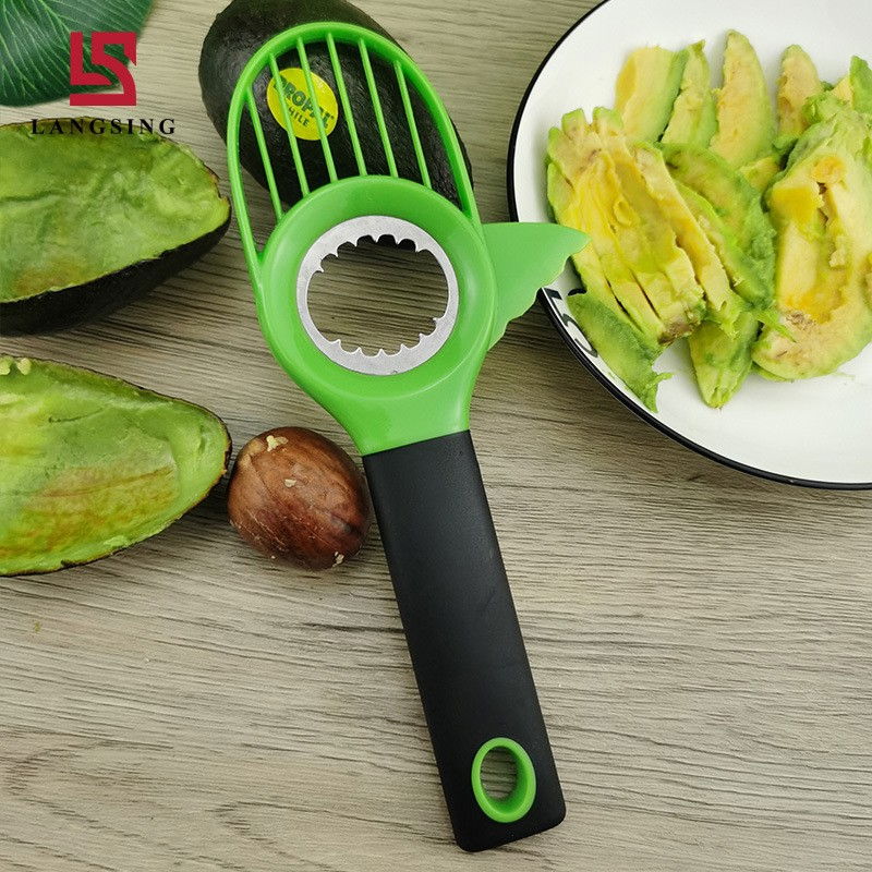 Cutit 3in1 pentru avocado, cutit, scoatere miez si feliator pulpa, din pp si otel inoxidabil, negru/verde [8]