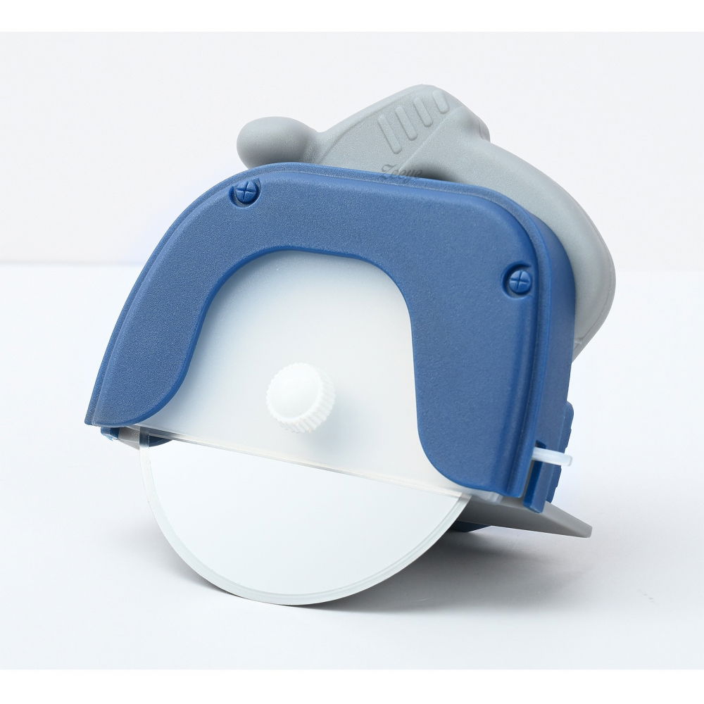 Cutit circular pentru pizza  11.5 x 12.5 cm, otel inoxidabil si plastic, capc protectie lama, albastru [3]