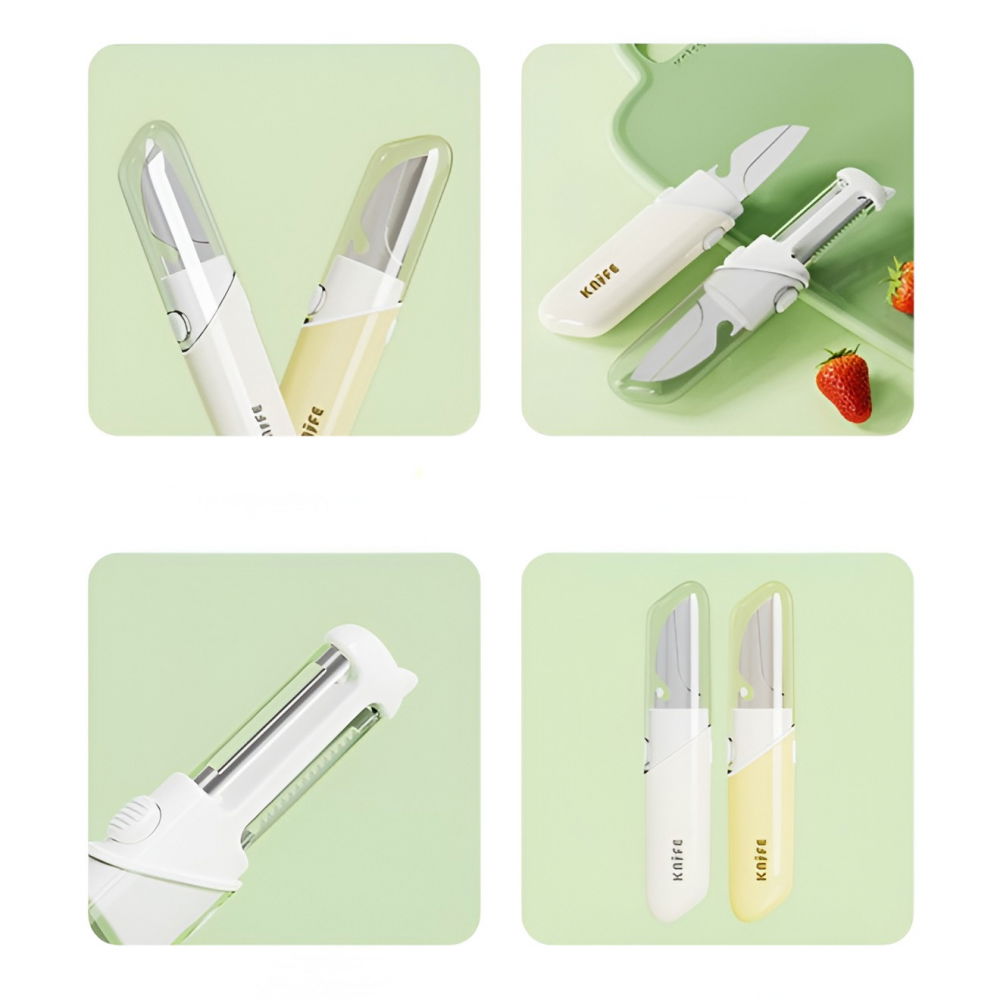 Cutit de fructe multifunctional, razatoare, curatator fructe-legume, deschizator de sticle, 18.1x3.8x2cm, alb [7]