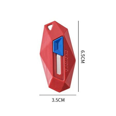 Cutter pentru cutii, varf rotunjit si zimtat, tip breloc, 6.5x3.5 cm, rosu [2]