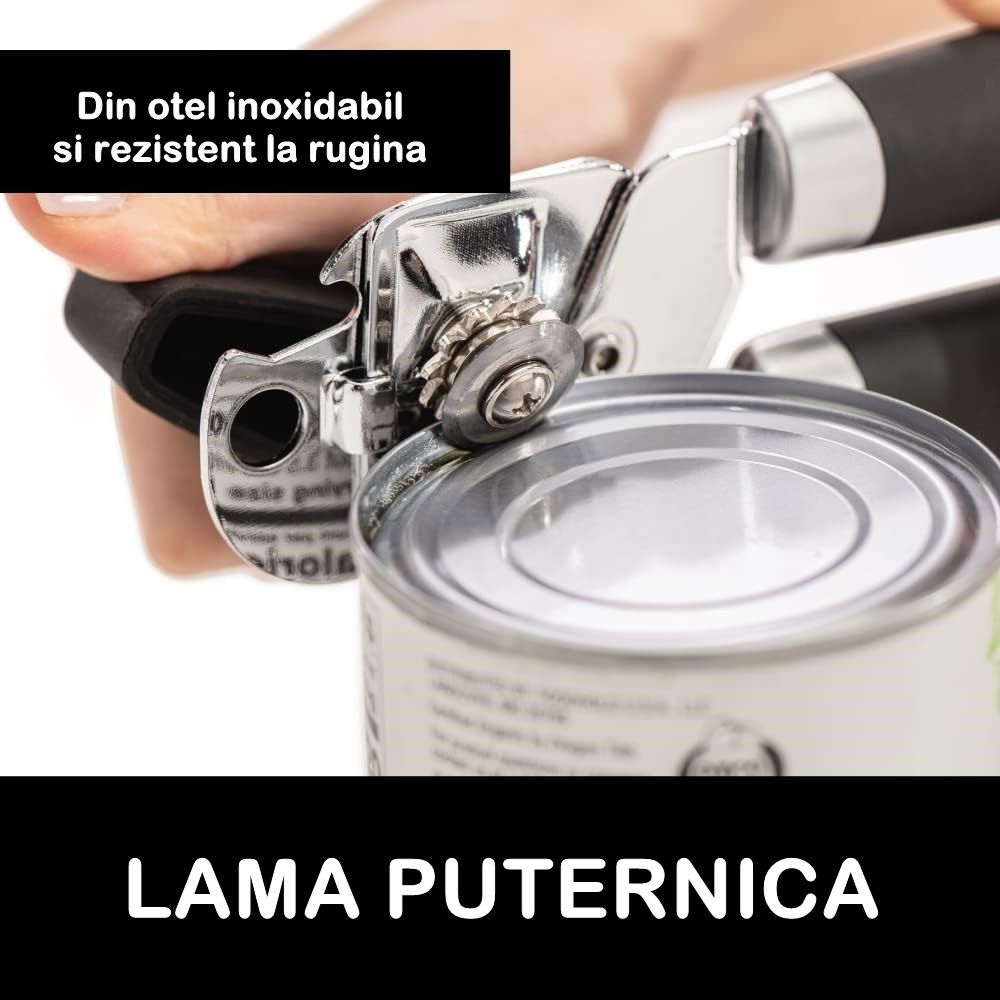 Desfacator de conserve multifunctional  otel inoxidabil, maner antialunecare, ergonomic, rezistent la rugina, usor de utilizat, 21.6 x 6 cm, argintiu [2]