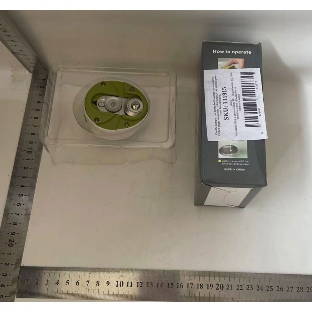 Desfacator manual de conserve si sticle, 6.8 x 4.8 cm, din abs + otel, verde/alb [13]