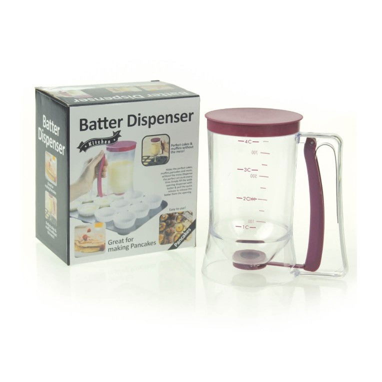 Dispenser de aluat pentru prajituri  batter dispenser, din plastic, maner cu arc, 900 ml, usor de manipulat si utilizat, mov [4]