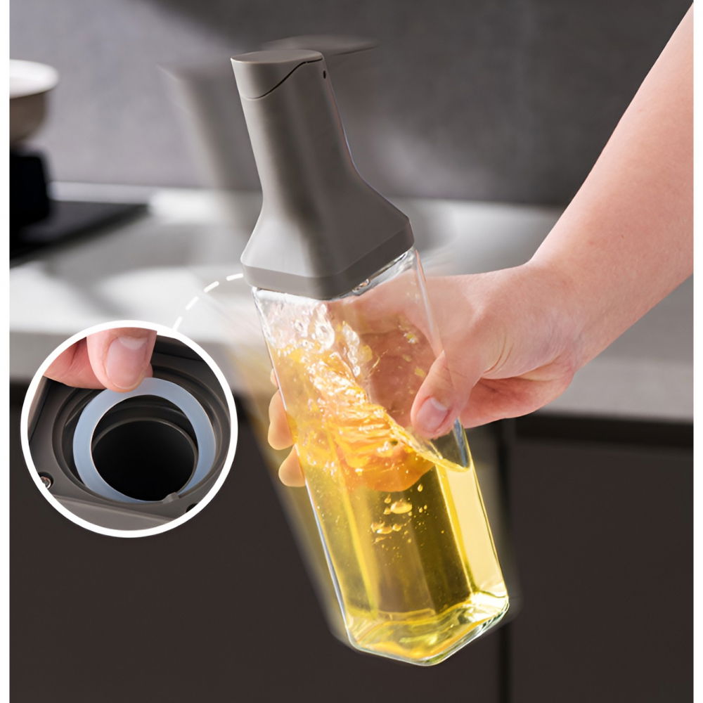 Dispenser pentru ulei, deschidere si inchidere automata a rezervorul, cu inductie gravitationala, 500 ml, 29.5x6x6 cm, gri [10]