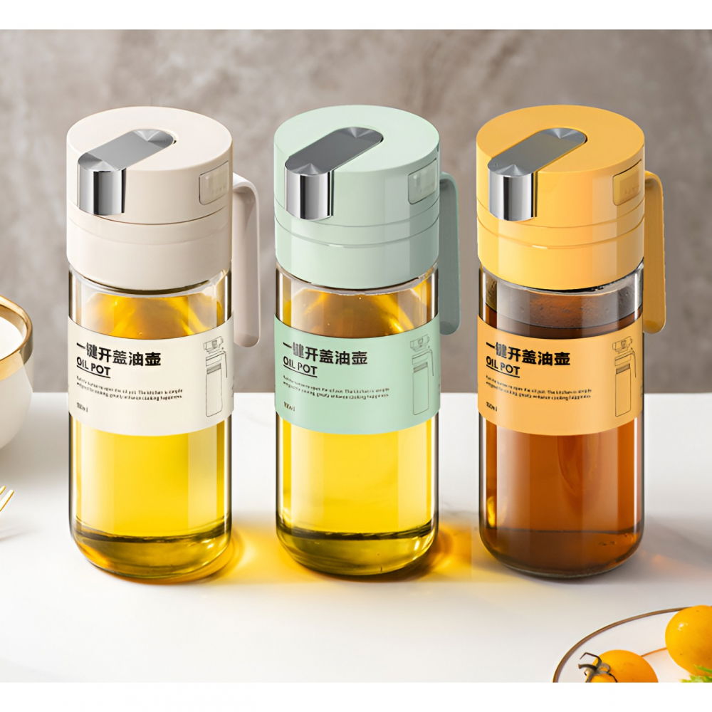 Dispenser pentru ulei, deschidere si inchidere automata a rezervorul, cu inductie gravitationala, 550 ml, 12x7.6x20.5 cm, alb [16]