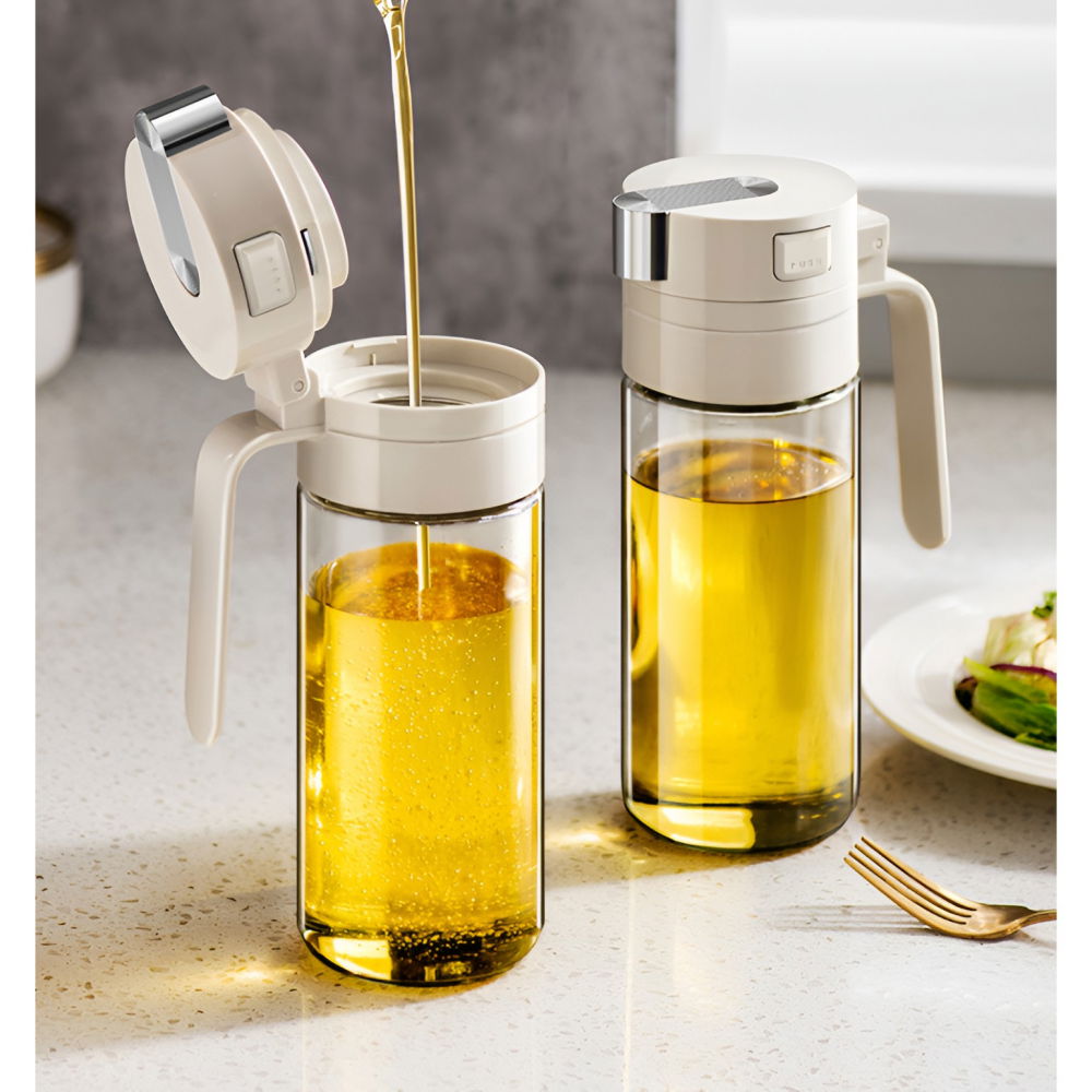 Dispenser pentru ulei, deschidere si inchidere automata a rezervorul, cu inductie gravitationala, 550 ml, 12x7.6x20.5 cm, alb [17]