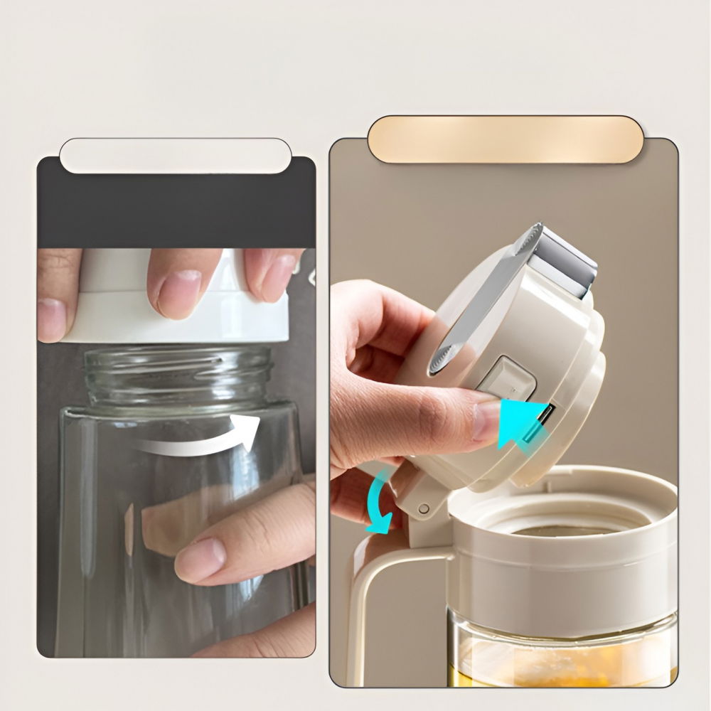 Dispenser pentru ulei, deschidere si inchidere automata a rezervorul, cu inductie gravitationala, 550 ml, 12x7.6x20.5 cm, alb [12]