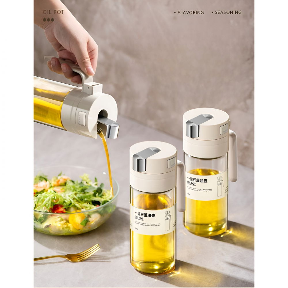 Dispenser pentru ulei, deschidere si inchidere automata a rezervorul, cu inductie gravitationala, 550 ml, 12x7.6x20.5 cm, alb [9]