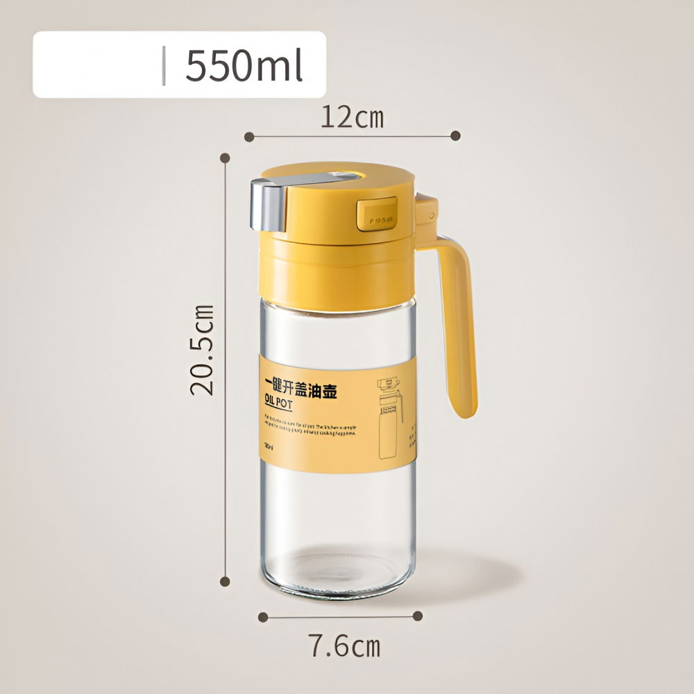 Dispenser pentru ulei, deschidere si inchidere automata a rezervorul, cu inductie gravitationala, 550 ml, 12x7.6x20.5 cm, galben [3]