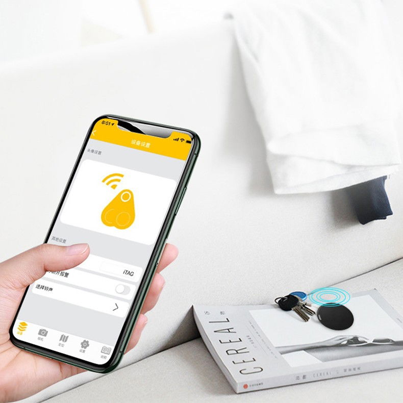 Dispozitiv anti pierdere inteligent, conexiune bluetooth, dispozitiv anti pierdere pentru accesorii, baterie si manual de utilizare incluse 38 x 38 x 7 mm, albastru inchis [2]