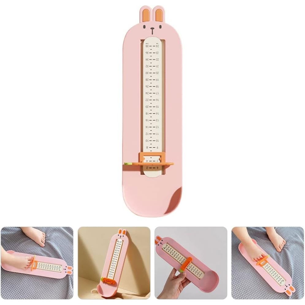 Dispozitiv de masurat talpa piciorului pentru bebelusi, 6-24, model iepuras, roz [5]