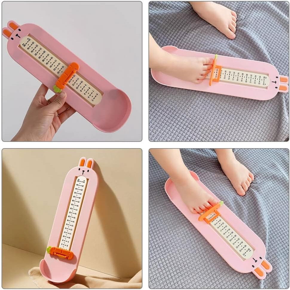 Dispozitiv de masurat talpa piciorului pentru bebelusi, 6-24, model iepuras, roz [4]