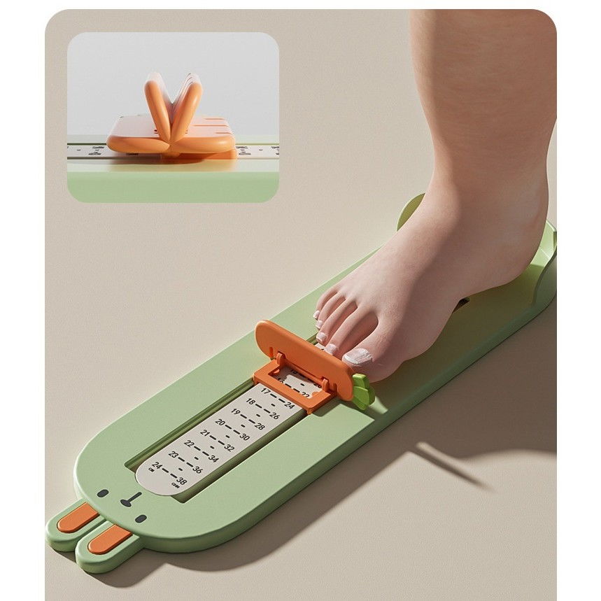 Dispozitiv de masurat talpa piciorului pentru bebelusi, 6-24, model iepuras, verde [6]