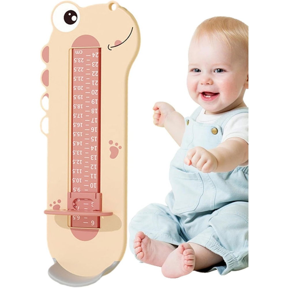 Dispozitiv de masurat talpa piciorului pentru bebelusi, 9-24, model dinozaur, roz [4]