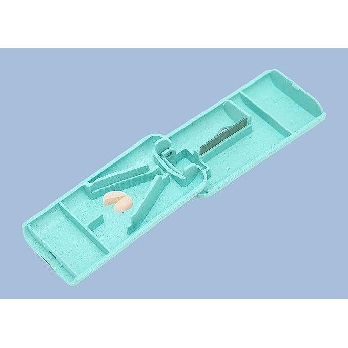 Dispozitiv taiere si depozitare medicamente, albastru, plastic, 8 x 4 x 1.8 cm [8]