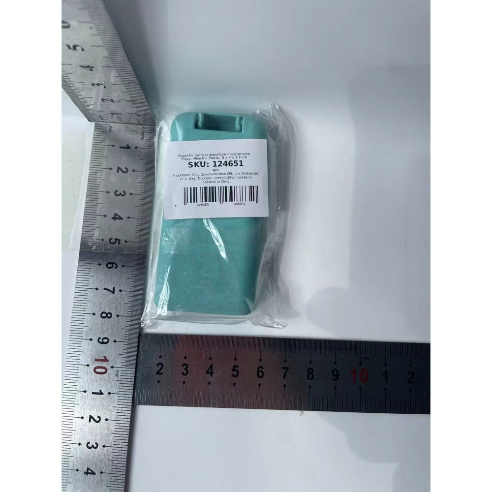 Dispozitiv taiere si depozitare medicamente, albastru, plastic, 8 x 4 x 1.8 cm [9]