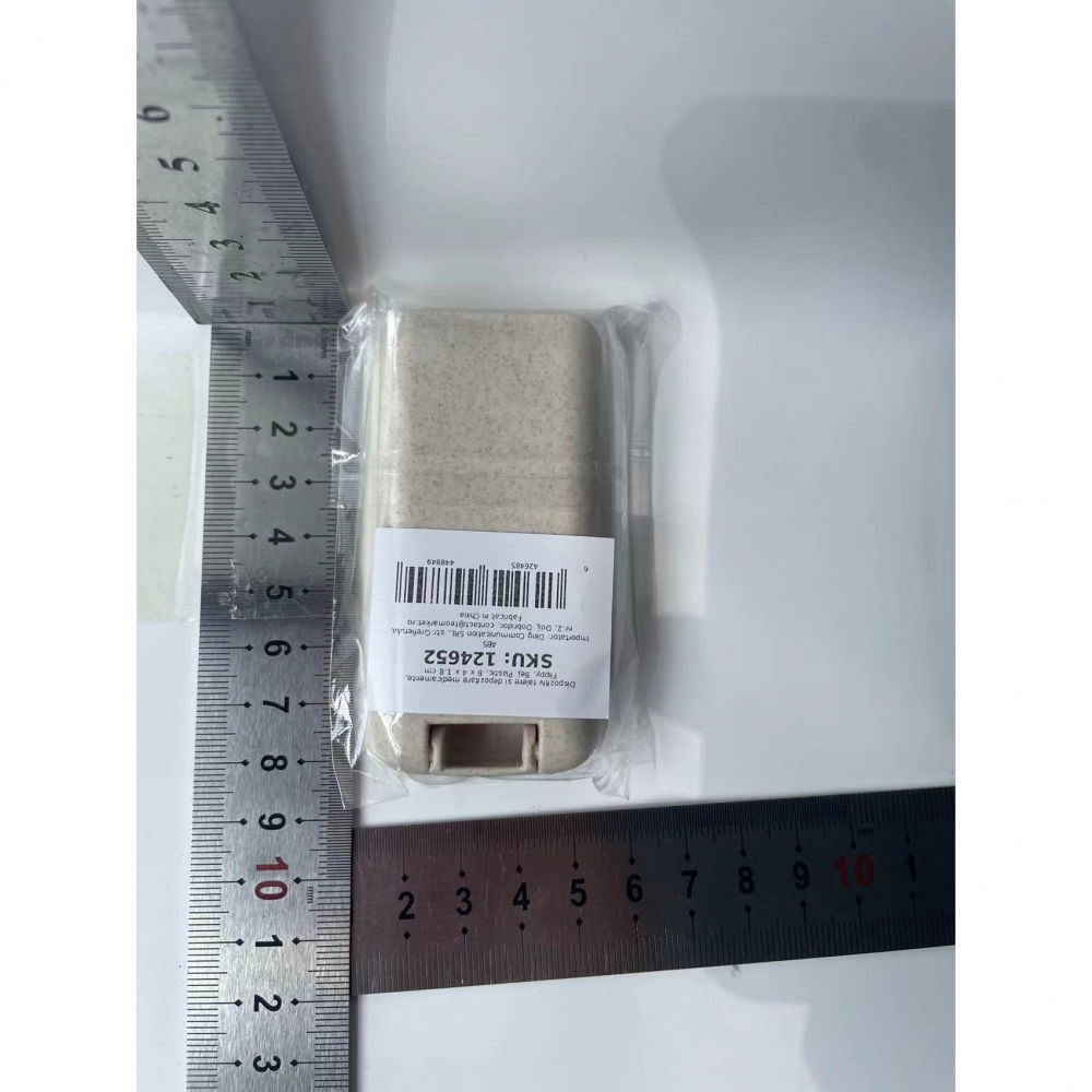 Dispozitiv taiere si depozitare medicamente, bej, plastic, 8 x 4 x 1.8 cm [9]