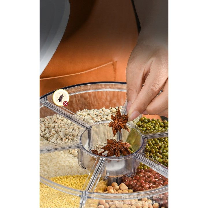 Dozator de cereale  rotativ 360, 6 compartimente, capacitate 3 l, rezistent la umezeala, inchidere etansa, verde inchis [10]