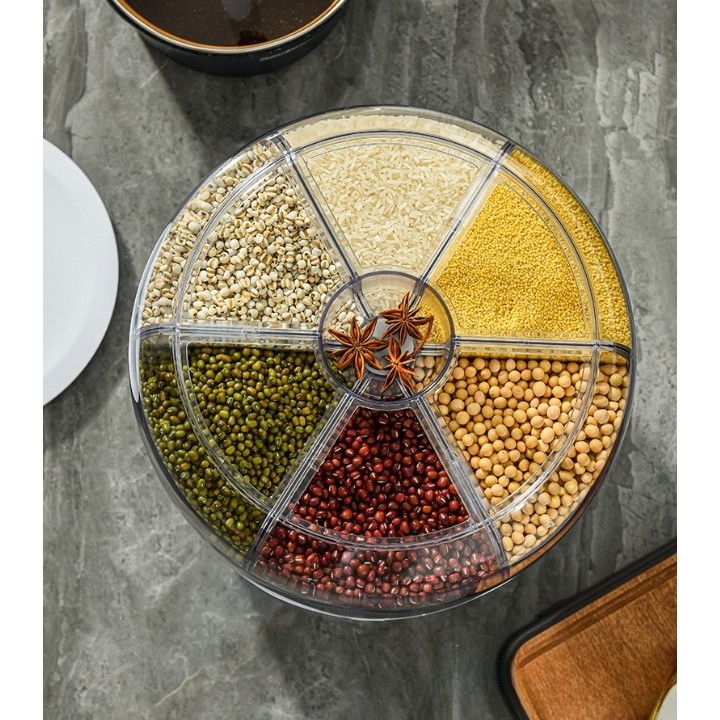 Dozator de cereale  rotativ 360, 6 compartimente, capacitate 3 l, rezistent la umezeala, inchidere etansa, verde inchis [5]