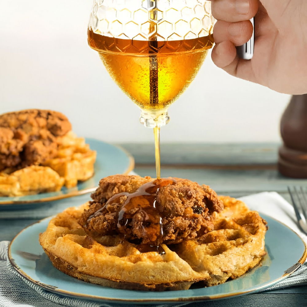 Dozator de miere, dispenser fara picurare, borcan tip fagure, fara scurgeri, pentru zahar si sirop, 15x8 cm, transparent [5]