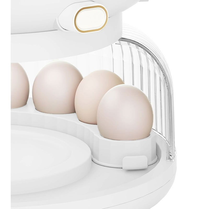 Dozator etajat de cereale  rotativ 360, 6 compartimente, capacitate 10l, cofrag special pentru oua, vas pentru scurgerea cerealelor, 35x27.5 cm, alb [8]