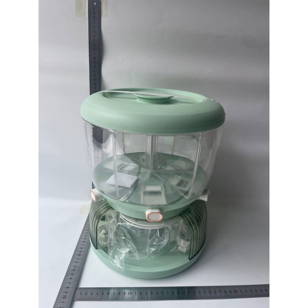 Dozator etajat de cereale  rotativ 360, 6 compartimente, capacitate 10l, cofraj special pentru oua, vas pentru scurgerea cerealelor, 35x27.5 cm, verde [13]