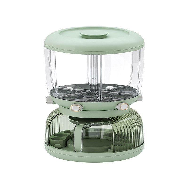 Dozator etajat de cereale  rotativ 360, 6 compartimente, capacitate 10l, cofraj special pentru oua, vas pentru scurgerea cerealelor, 35x27.5 cm, verde [1]