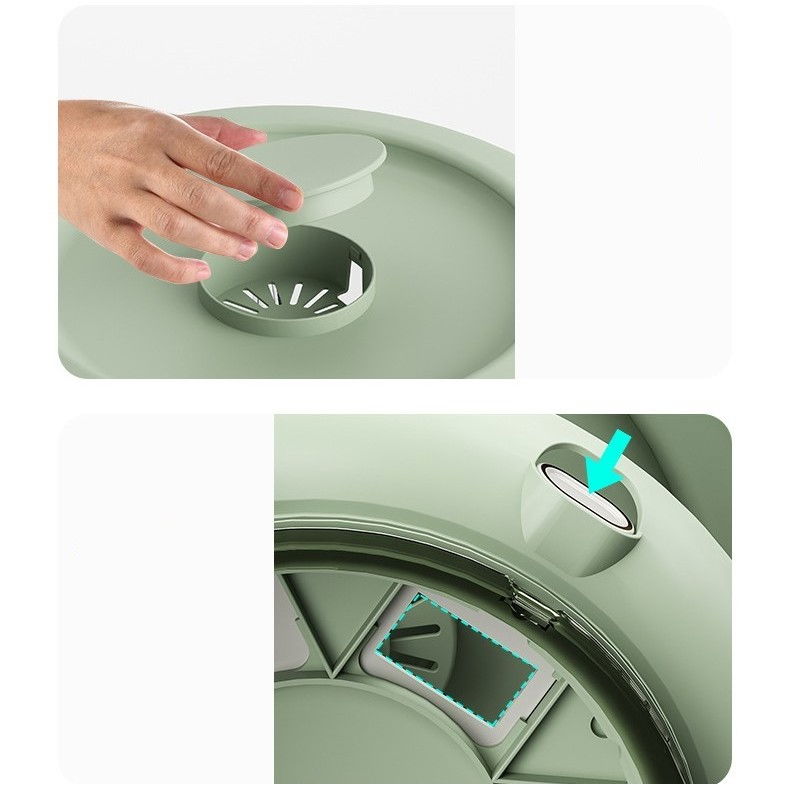 Dozator etajat de cereale  rotativ 360, 6 compartimente, capacitate 10l, cofraj special pentru oua, vas pentru scurgerea cerealelor, 35x27.5 cm, verde [11]