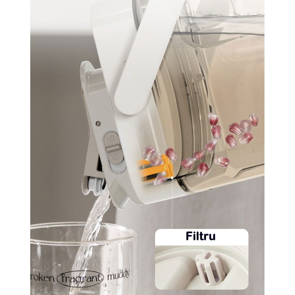 Dozator portabil pentru bauturi  3.5 litri, capac etans, duza deschidere/inchidere, recipent din plastic, gradat, filtru, maner, 29.7 x 14.1 x 14.4 cm, pentru diverse bauturi, alb [6]