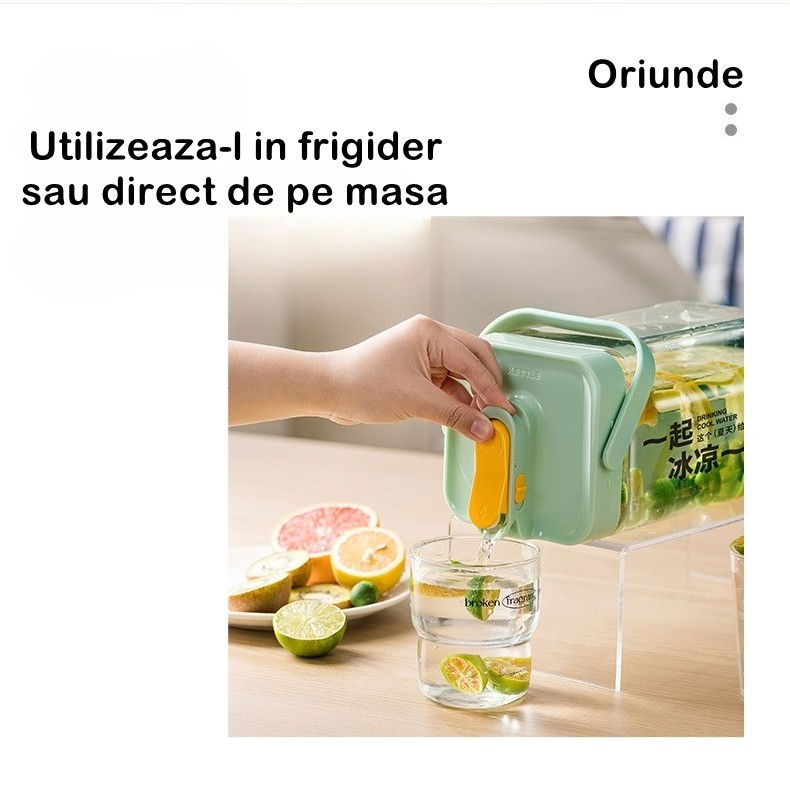 Dozator portabil pentru bauturi  3.5 litri, capac etans, duza deschidere/inchidere, recipent din plastic, gradat, filtru, maner, pentru diverse bauturi, 29.7 x 14.1 x 14.4 cm, verde [3]