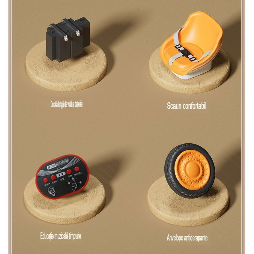 Excavator electric, pe 4 roti antiderapante, cu telecomanda, brat controlat electric, cu telecomanda, +2 ani, maro [5]