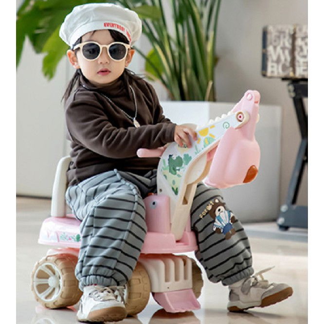 Excavator pentru copii, 1-3 ani, greutate portanta 30 kg, muzica si lumini, rotatie 360 grade, 45 x 31 x 35 cm, 4 roti, roz [2]