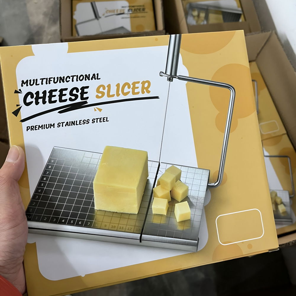 Feliator de branza, din otel inoxidabil, 5 fire de rezerva, maner ergonomic, scara de masurare, 24x21cm, argintiu [5]