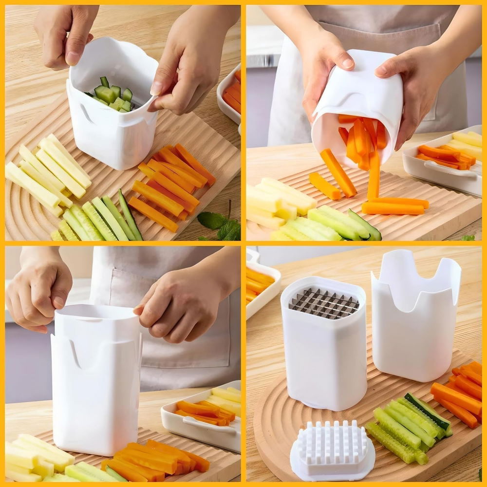 Feliator de fructe si legume, din plastic si otel, mecanic, taiere 1.2 cm grosime, 14 x 9.5 x 8 cm, alb [4]