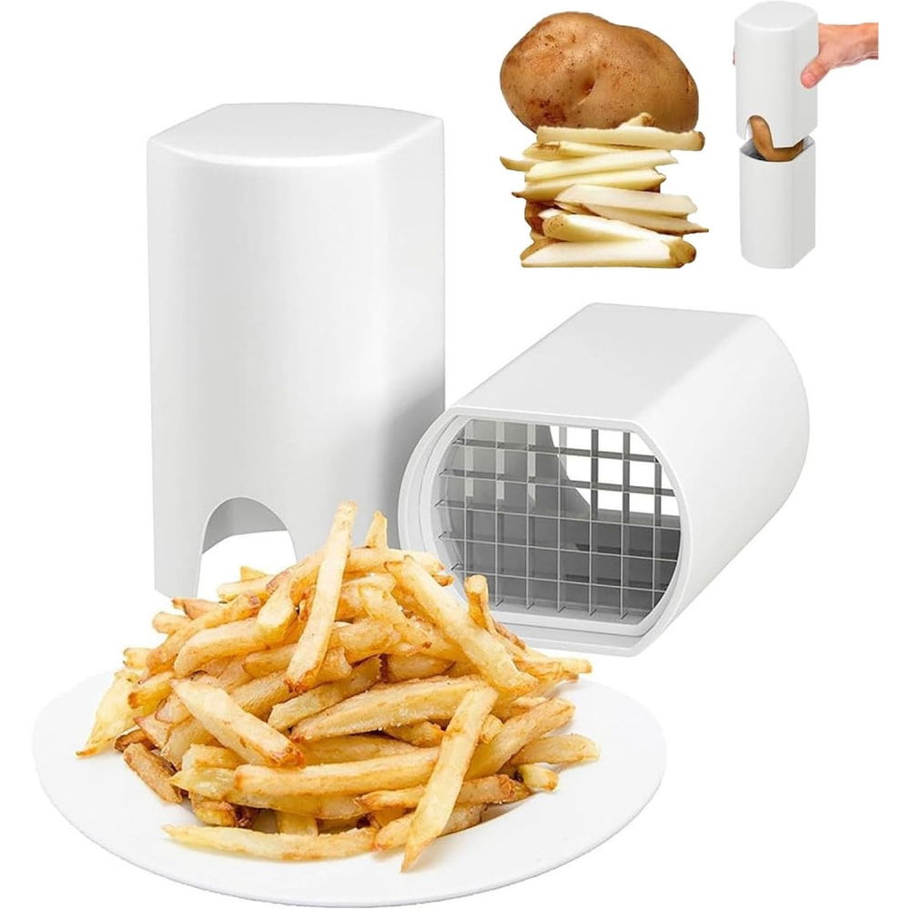 Feliator de fructe si legume, din plastic si otel, mecanic, taiere 1.2 cm grosime, 14 x 9.5 x 8 cm, alb [5]