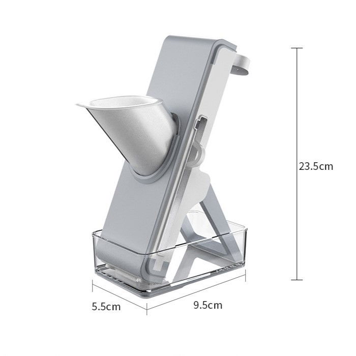 Feliator de legume multifunctional, taieturi diferite, razatoare pentru bucatarie, taietor de cartofi, presa manuala, pliabila, extensibila, pp pet, 23.5x9.5x5.5 cm, alb [11]