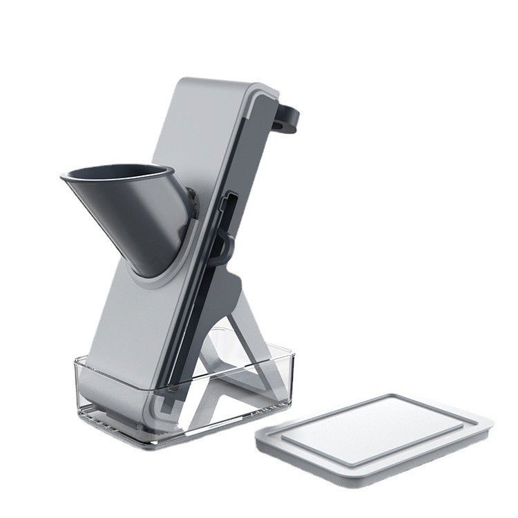 Feliator de legume multifunctional, taieturi diferite, razatoare pentru bucatarie, taietor de cartofi, presa manuala, pliabila, extensibila, pp pet, 23.5x9.5x5.5 cm, gri [9]