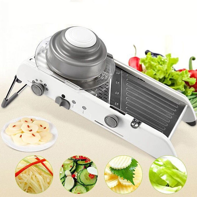 Feliator manual multifunctional, usor de folosit, pentru legume, fructe, razatoare, otel inoxidabil, accesoriu bucatarie, 39 x 11.5 x 12.5 cm alb [3]