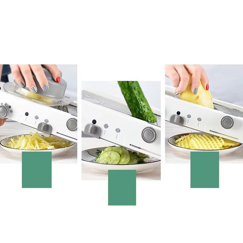 Feliator manual multifunctional, usor de folosit, pentru legume, fructe, razatoare, otel inoxidabil, accesoriu bucatarie, 39 x 11.5 x 12.5 cm alb [5]