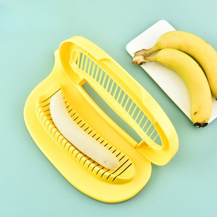 Feliator multifunctional pentru alimente, model banana, pentru legume si fructe, accesoriu pentru bucatarie, 28.8x18.3 cm, galben [4]