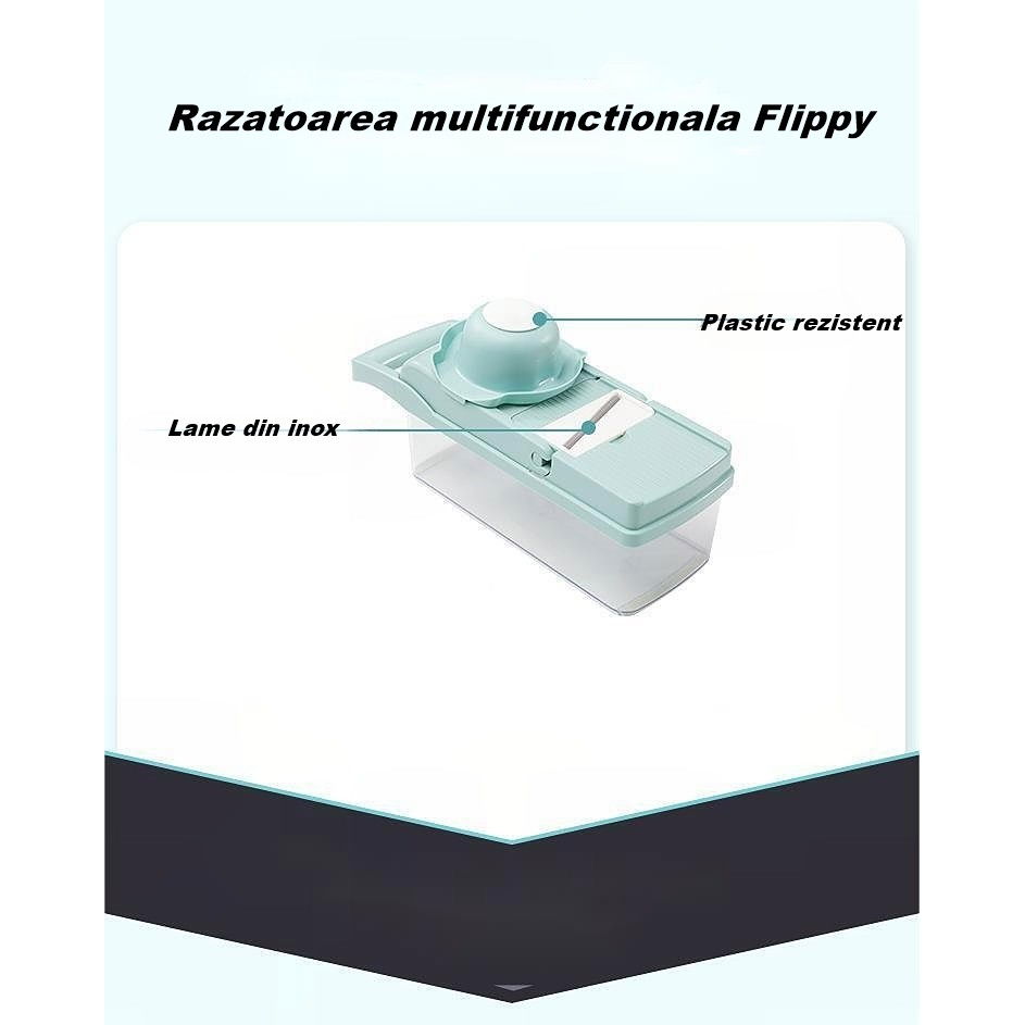 Feliator multifunctional, razatoare, 8 in 1, pentru fructe si legume, 10 piese, lame de inox, recipient stocare, separator oua, protectie mana, abs, 32.2x11.3 cm, albastru/alb [4]