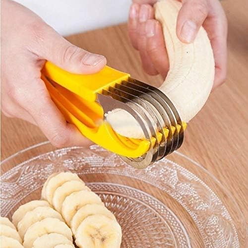 Feliator pentru alimente, accesoriu pentru bucatarie, cutit pentru legume si fructe, model banana, ergonomic, 17.5x5x4 cm, galben [7]