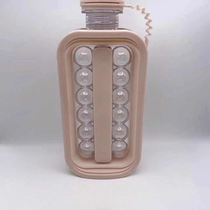 Forma pentru gheata 2 in 1 portabila, sub forma de sticla, sfere, diametru 3 cm, multifunctional, 17 bilute, 27.5 x 11.4 x 5.5 cm, culoare roz pal [3]