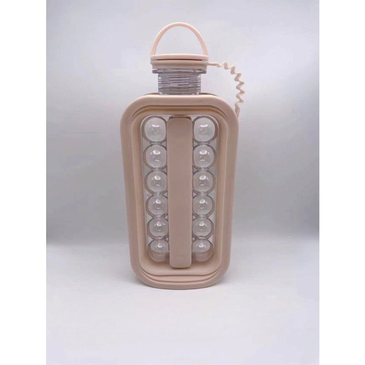 Forma pentru gheata 2 in 1 portabila, sub forma de sticla, sfere, diametru 3 cm, multifunctional, 17 bilute, 27.5 x 11.4 x 5.5 cm, culoare roz pal [2]