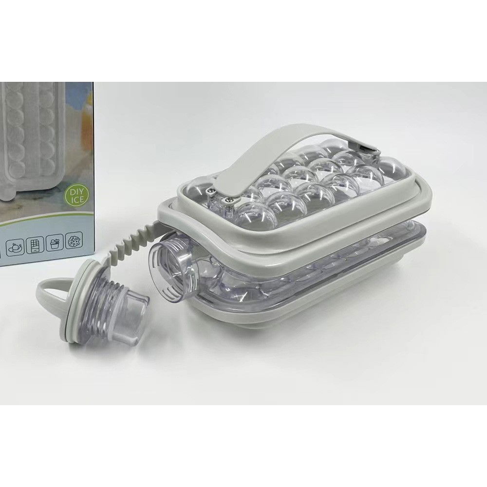 Forma pentru gheata 2 in 1 portabila, tavita sub forma de sticla, diametru 3 cm, multifunctional, 17 bilute de gheata, 27.5 x 11.4 x 5.5 cm, culoare alb [6]