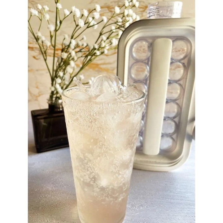 Forma pentru gheata 2 in 1 portabila, tavita sub forma de sticla, diametru 3 cm, multifunctional, 17 bilute de gheata, 27.5 x 11.4 x 5.5 cm, culoare alb [3]