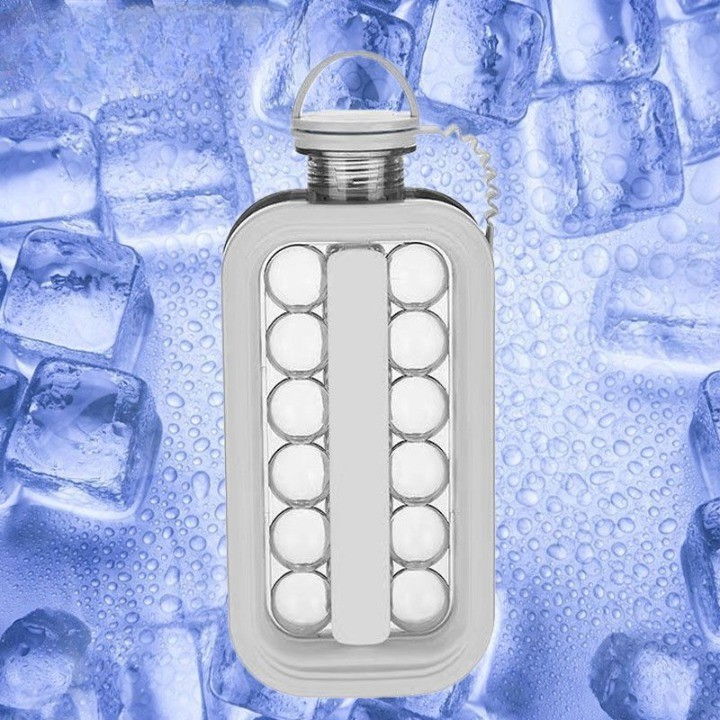 Forma pentru gheata 2 in 1 portabila, tavita sub forma de sticla, diametru 3 cm, multifunctional, 17 bilute de gheata, 27.5 x 11.4 x 5.5 cm, culoare alb [5]