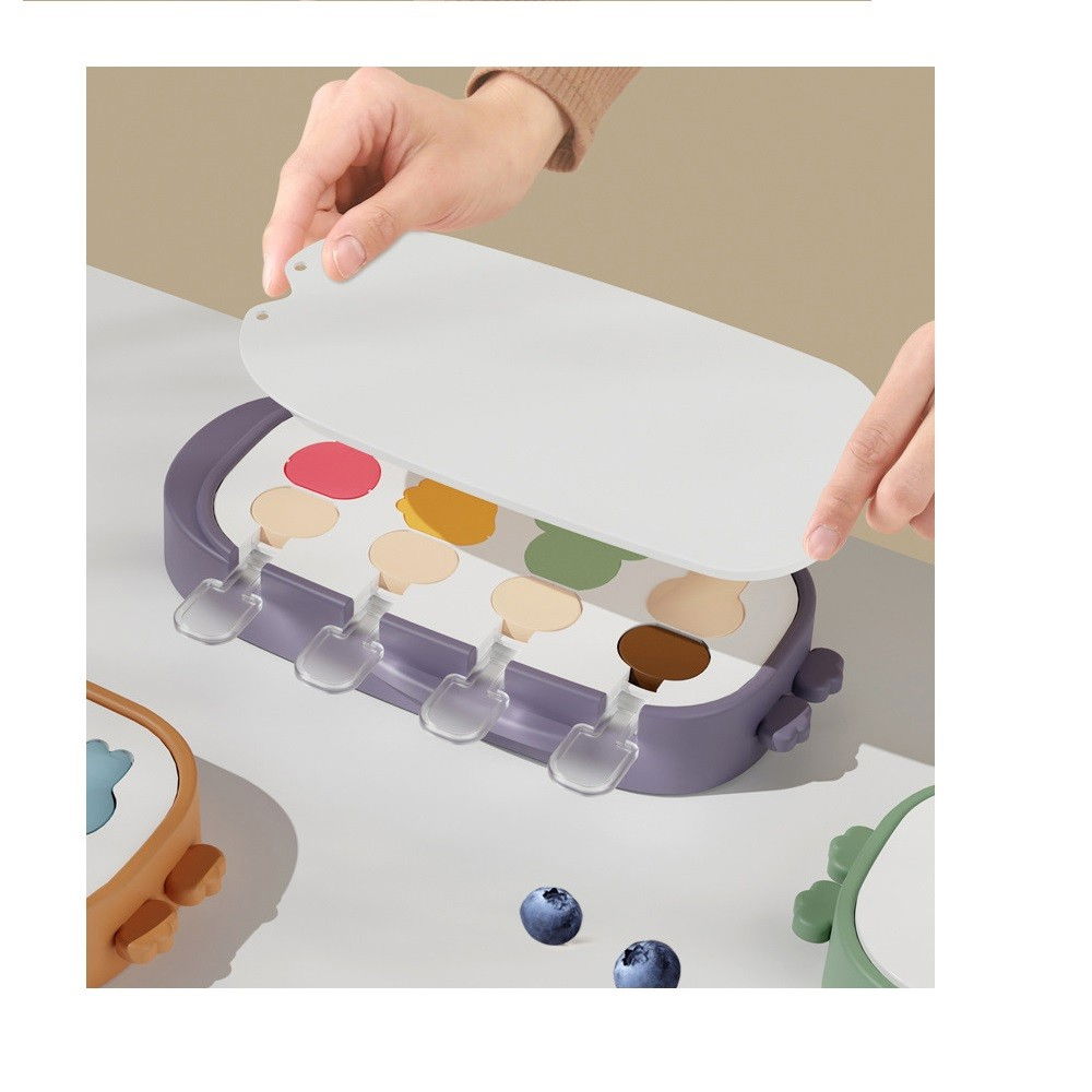 Forma pentru inghetata  4 compartimente, forme cu animalute, materialsilicon si abs, 21 x 12.8 x 3cm, mov [5]