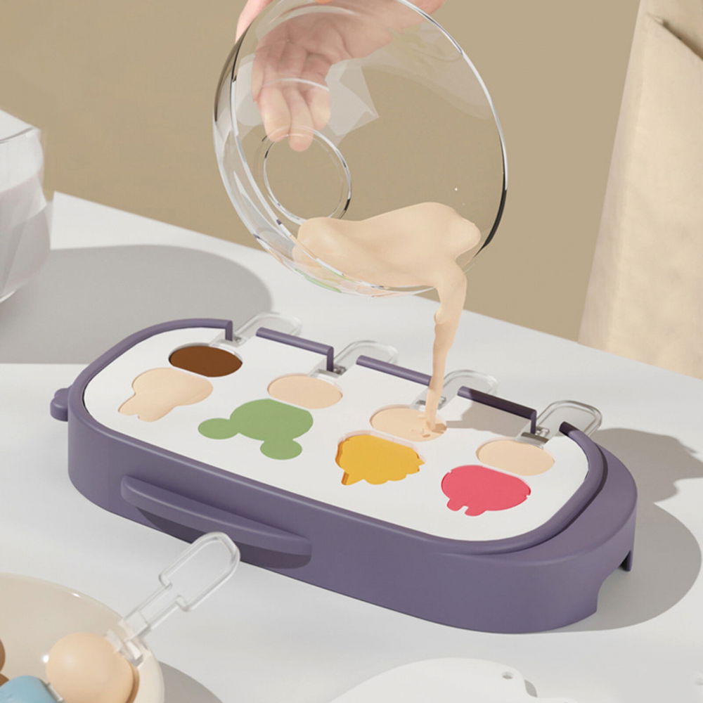 Forma pentru inghetata  4 compartimente, forme cu animalute, materialsilicon si abs, 21 x 12.8 x 3cm, mov [7]